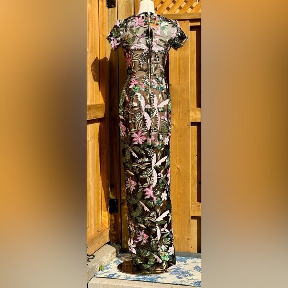 🆕 BRONX & BANCO 🧿 NWOT Zinnia Side-Split Sequin & Embroidered Gown, Sz XS US 2 - Picture 7 of 16